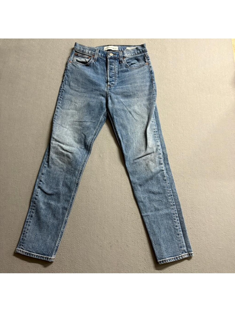 Denim Forum The Yoko High Rise Slim Jeans Womens 27 Blue Denim Button Fly